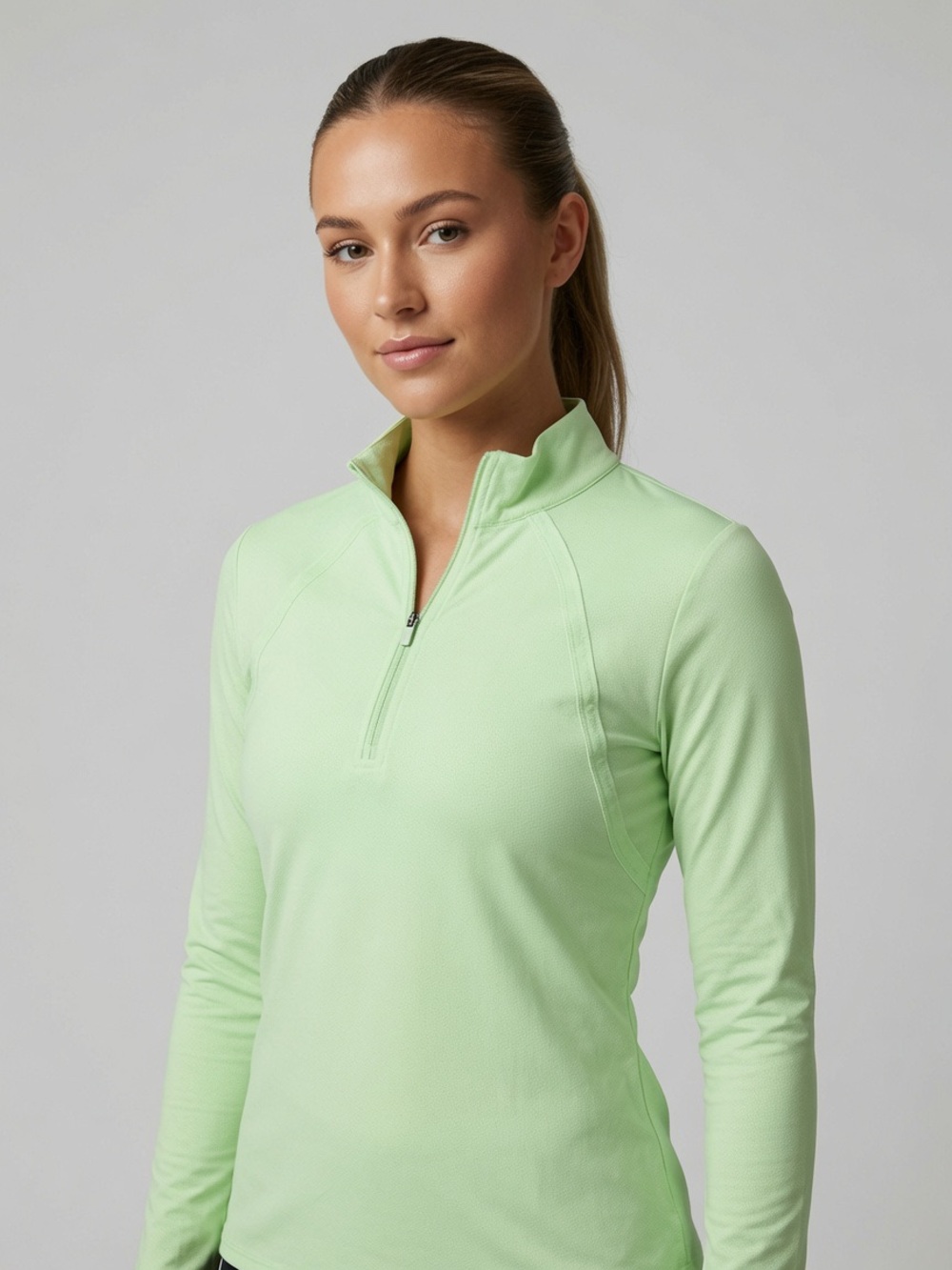 Womens Tail Golf Long Sleeve Shirt Light Green 1/4 Zipper Small S - Picture 1 of 6